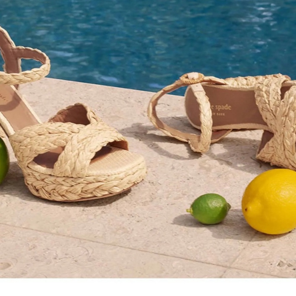 Kate spade new disco raffia braided 9.5 shoes - Picture 8 of 9